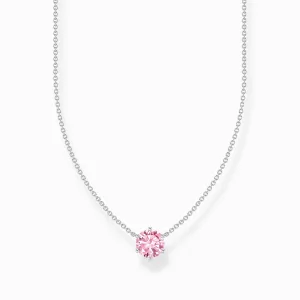 Thomas Sabo Jewellery Thomas Sabo Sterling Silver Circle Pink Zirconia Necklace