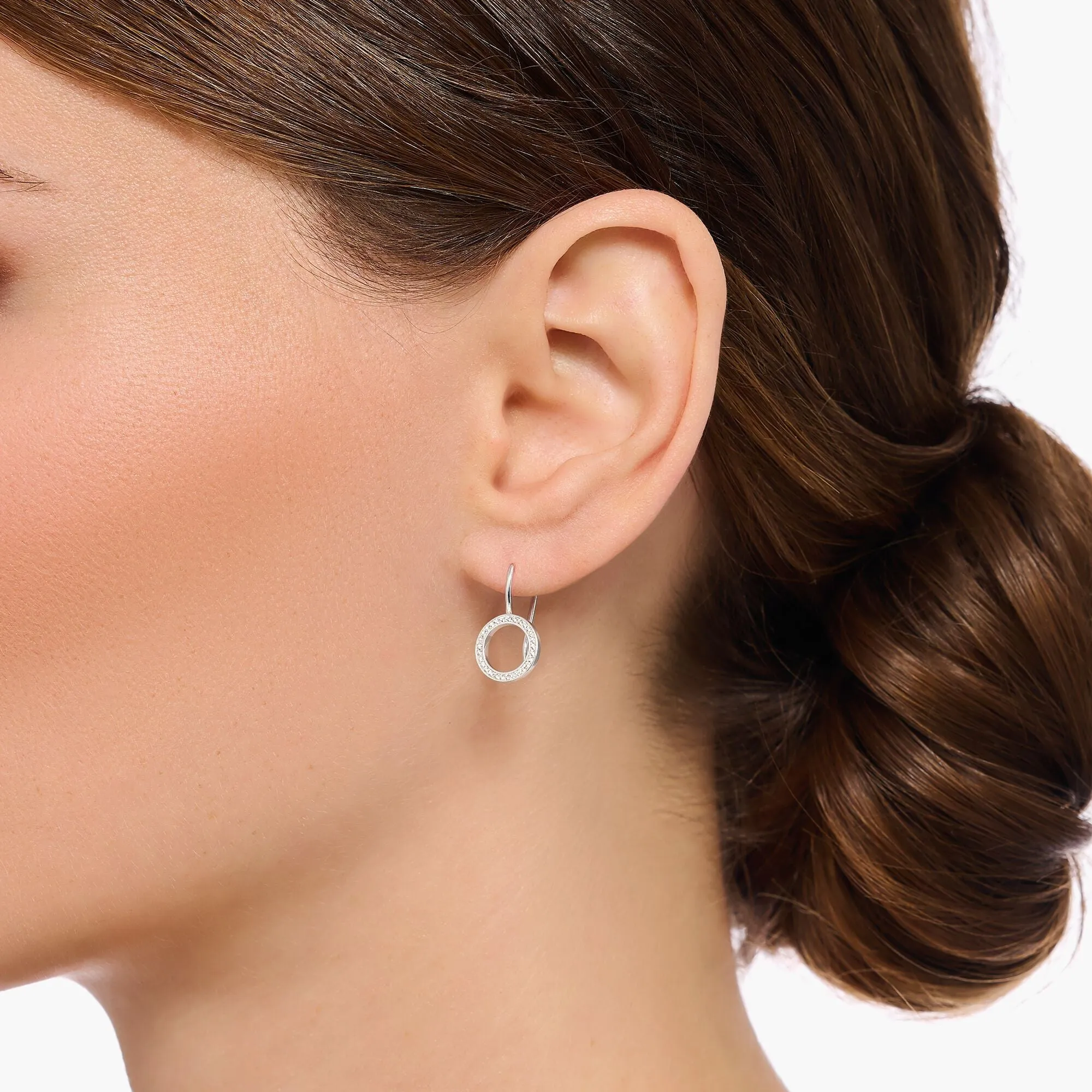 Thomas Sabo Jewellery Thomas Sabo Sterling Silver Circle White Zirconia Earrings