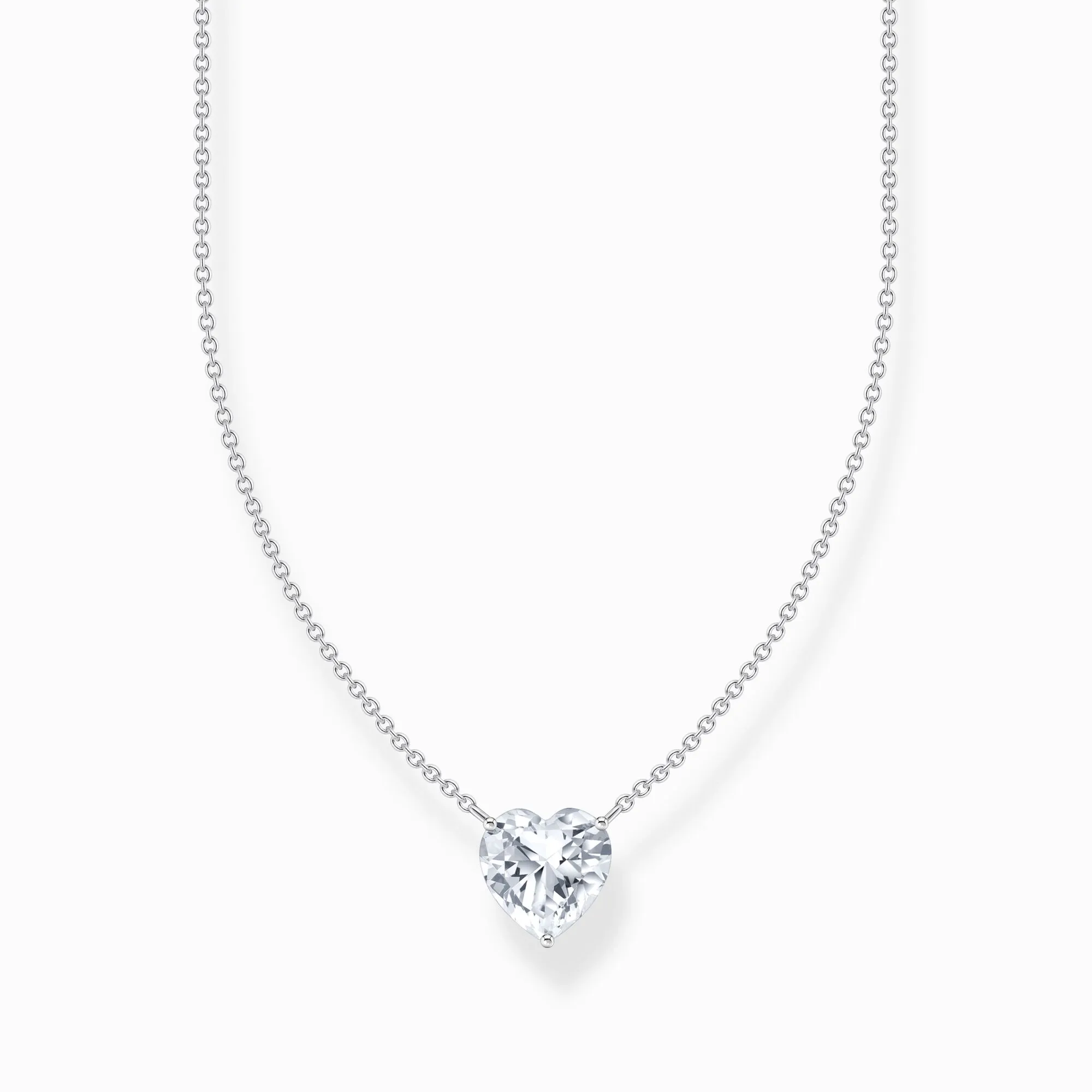 Thomas Sabo Jewellery Thomas Sabo Sterling Silver Heart White Zirconia Necklace