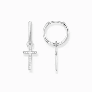 Thomas Sabo Jewellery Thomas Sabo Sterling Silver Hoop Cross Earrings