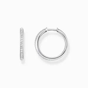 Thomas Sabo Jewellery Thomas Sabo Sterling Silver White Stone Hoop Earrings