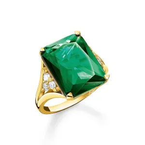 Thomas Sabo Silver Jewellery Thomas Sabo Gold Plated Sterling Silver Magic Stone Green Ring