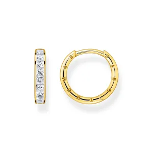 Thomas Sabo Silver Jewellery Thomas Sabo Heritage Gold Plated Sterling Silver Baguette CZ Hoop Earring