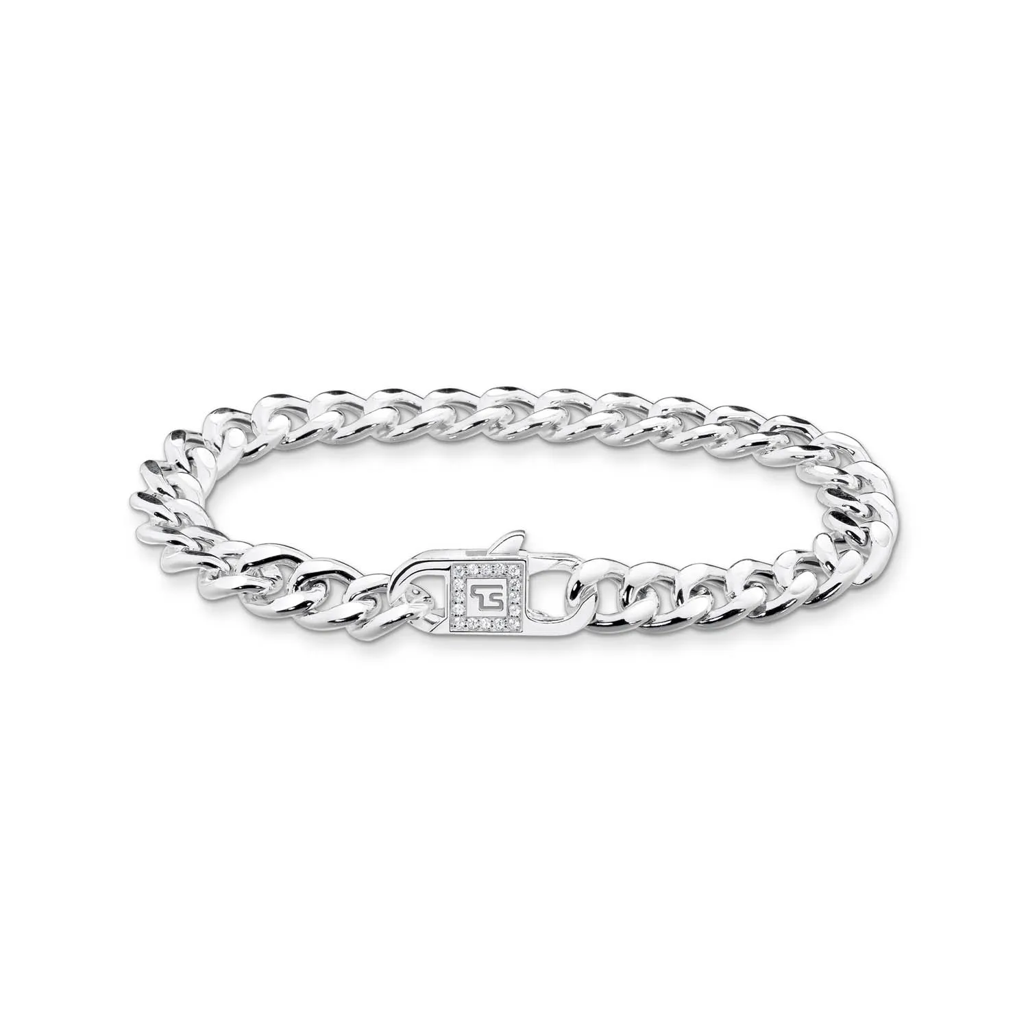 Thomas Sabo Silver Jewellery Thomas Sabo Heritage Sterling Silver CZ Curb 18cm Bracelet