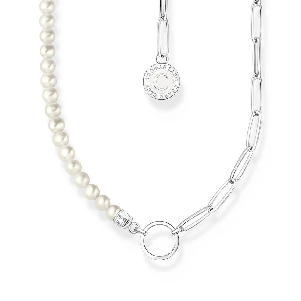 Thomas Sabo Silver Jewellery Thomas Sabo Sterling Silver Charmista Fresh Water Pearl 32-37cm Chain