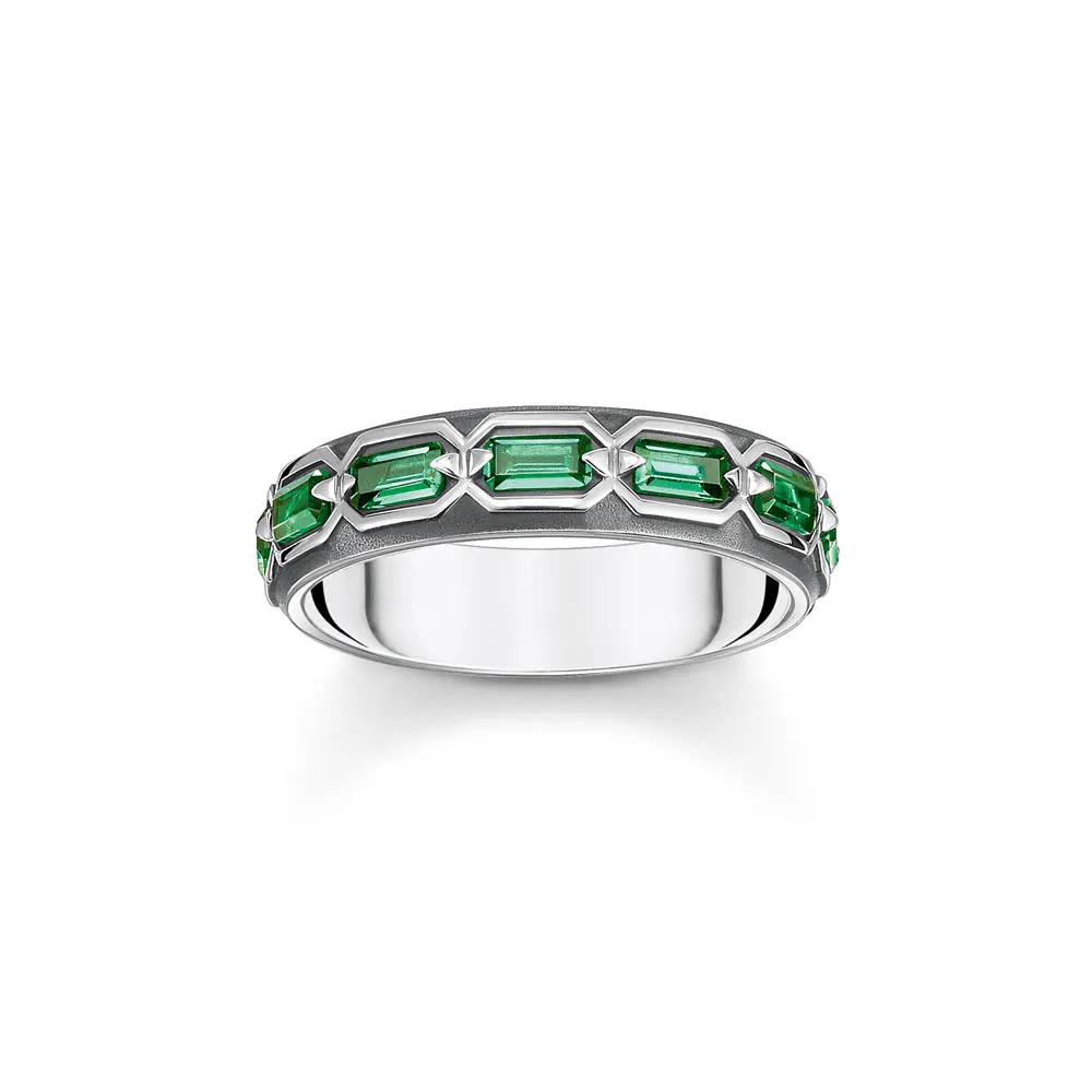 Thomas Sabo Silver Jewellery Thomas Sabo Sterling Silver Crocodile Rock Green Ring