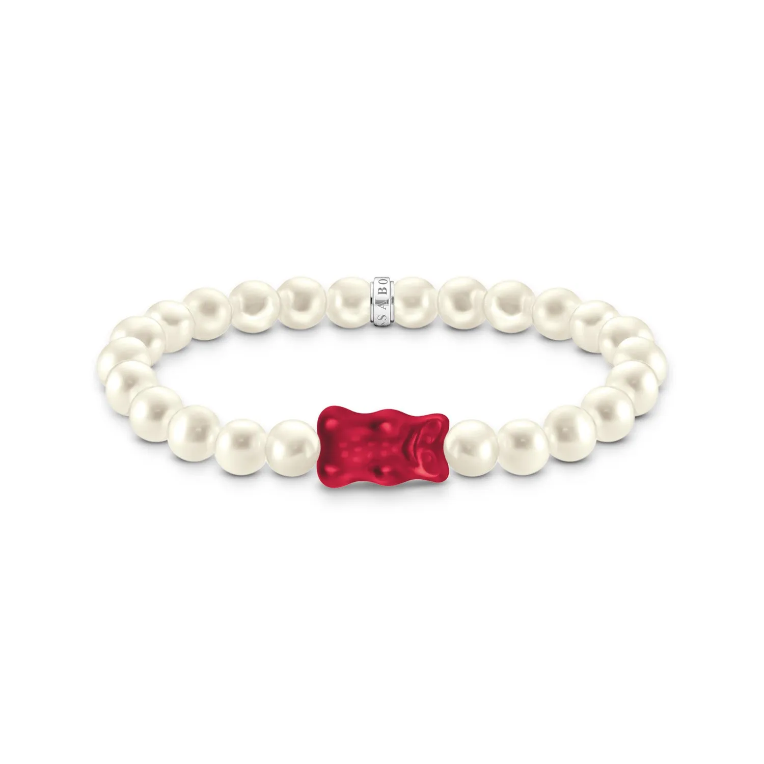 Thomas Sabo Silver Jewellery Thomas Sabo Sterling Silver Haribo Pearl Red Bear 17cm Bracelet