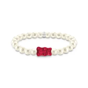 Thomas Sabo Silver Jewellery Thomas Sabo Sterling Silver Haribo Pearl Red Bear 17cm Bracelet