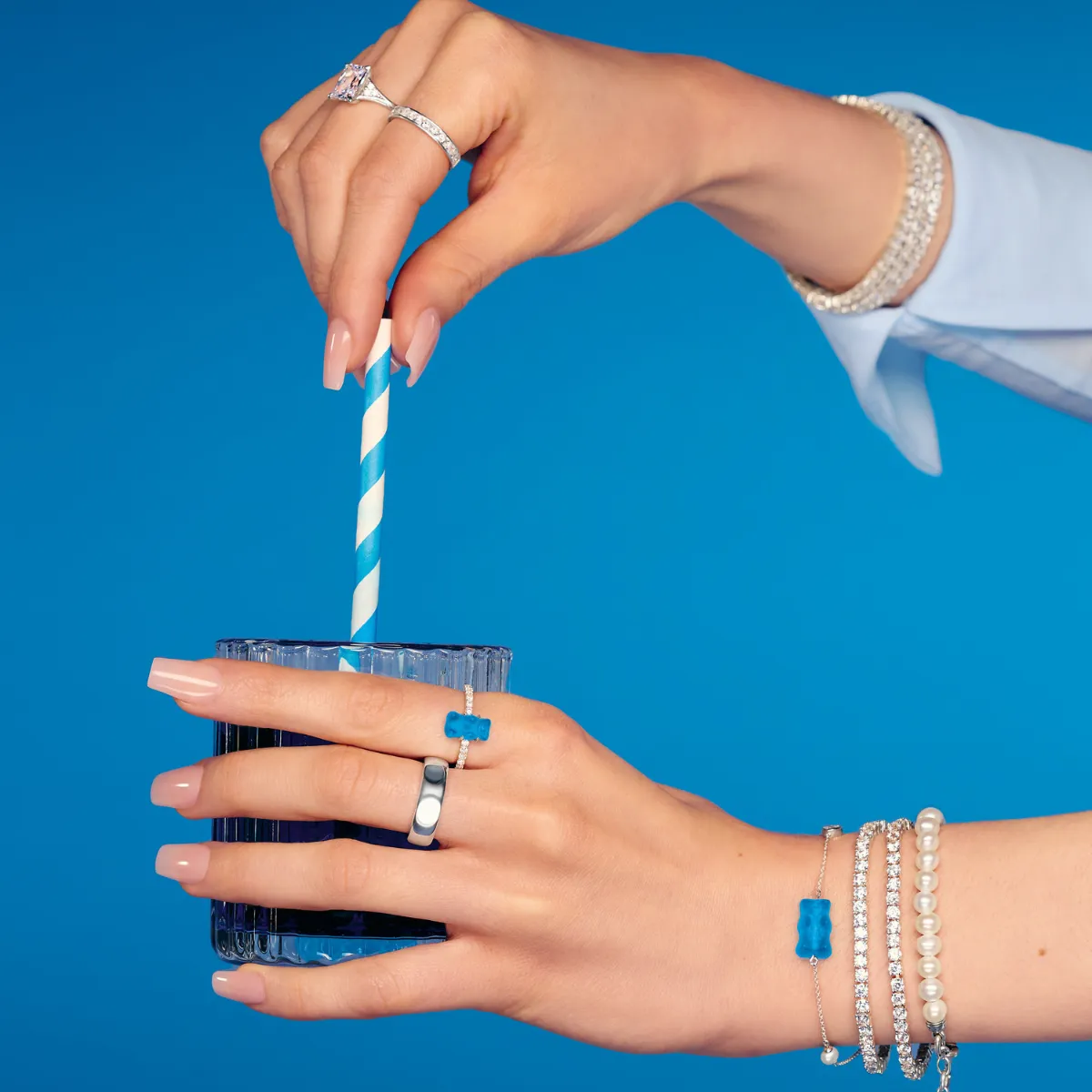 Thomas Sabo Womens Bracelets Bracelet with blue goldbears, freshwater pearl & zirconia