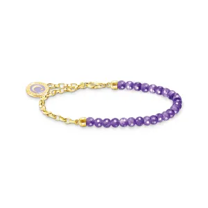 Thomas Sabo Womens Bracelets Gold Member Charm bracelet with violet beads