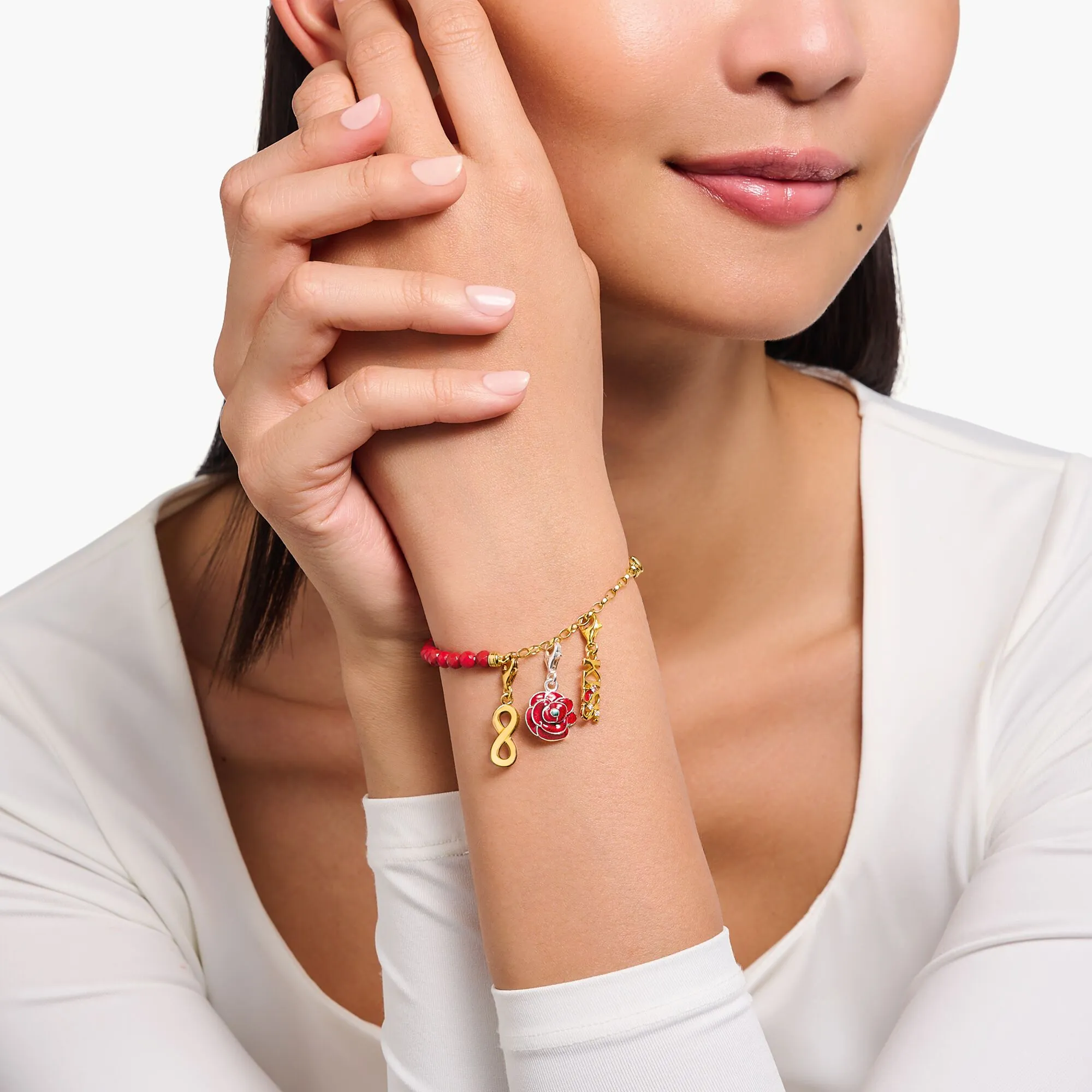 Thomas Sabo Womens Bracelets Member charm bracelet with red beads