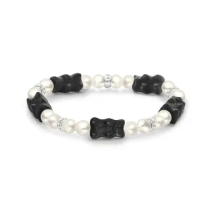 Thomas Sabo Womens Bracelets Pearl bracelet with black goldbears