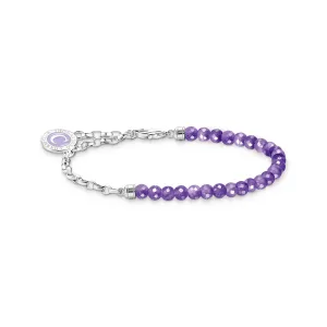 Thomas Sabo Womens Bracelets Silver Member Charm bracelet with violet imitation amethyst beads