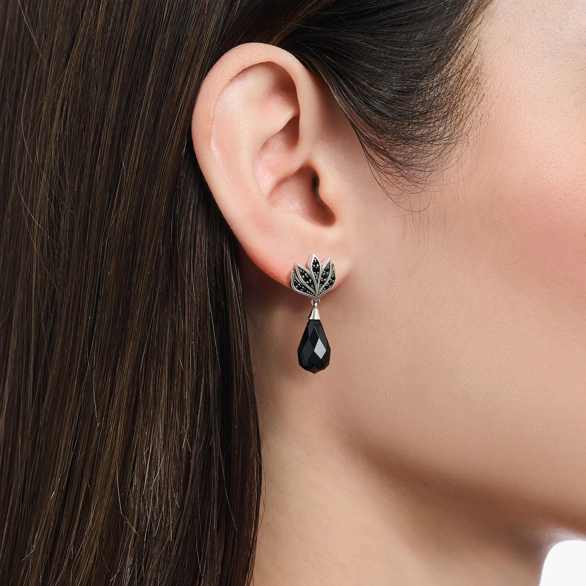 Thomas Sabo Womens Earrings Blackened ear studs with drop-shaped