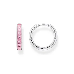 Thomas Sabo Womens Earrings Heritage Pink And Silver Hoop Earrings