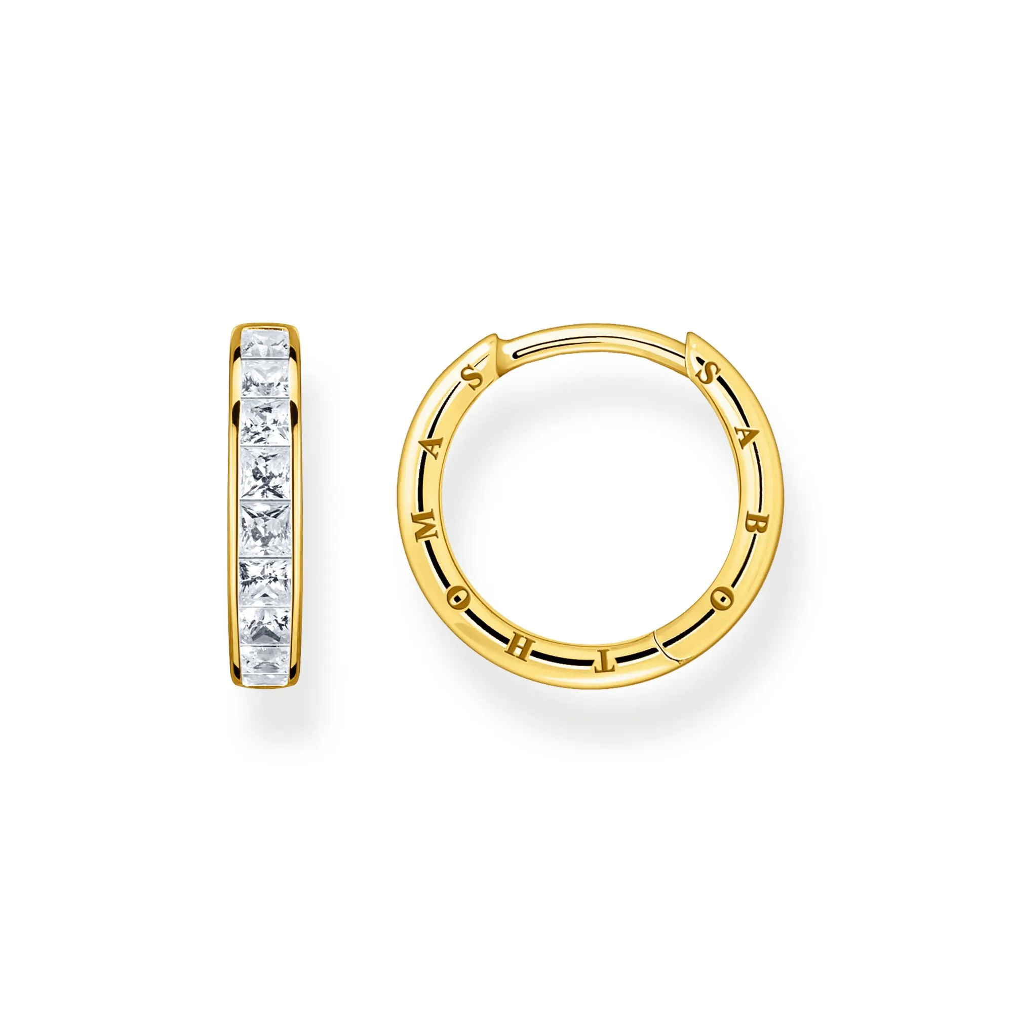 Thomas Sabo Womens Earrings Hoop earrings white stones pavé gold