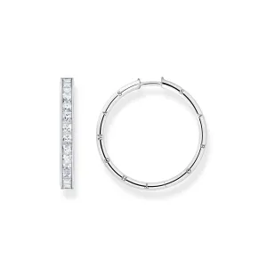 Thomas Sabo Womens Earrings Hoop earrings white stones pavé silver