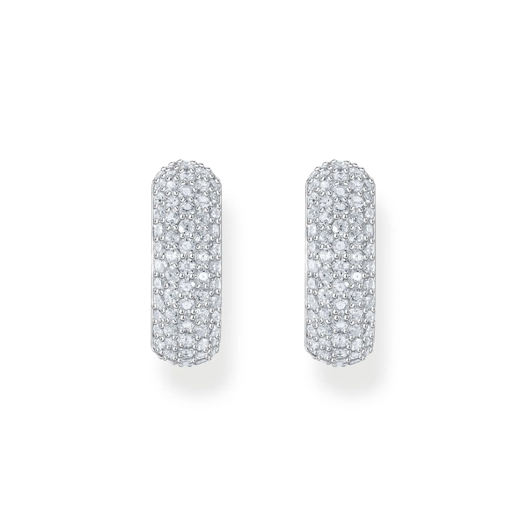 Thomas Sabo Womens Earrings Small, wide hoop earrings with white zirconia