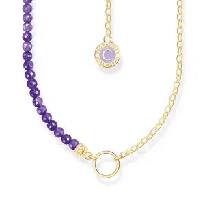 Thomas Sabo Womens Necklaces Gold Member Charm necklace with violet beads