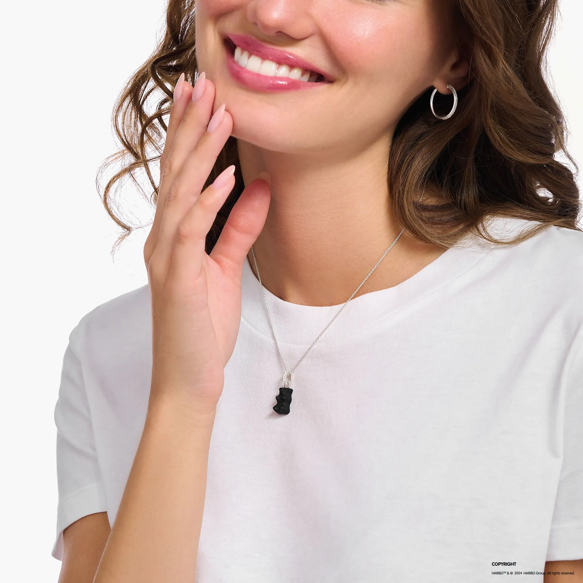 Thomas Sabo Womens Necklaces Necklace with black goldbear pendant and zirconia