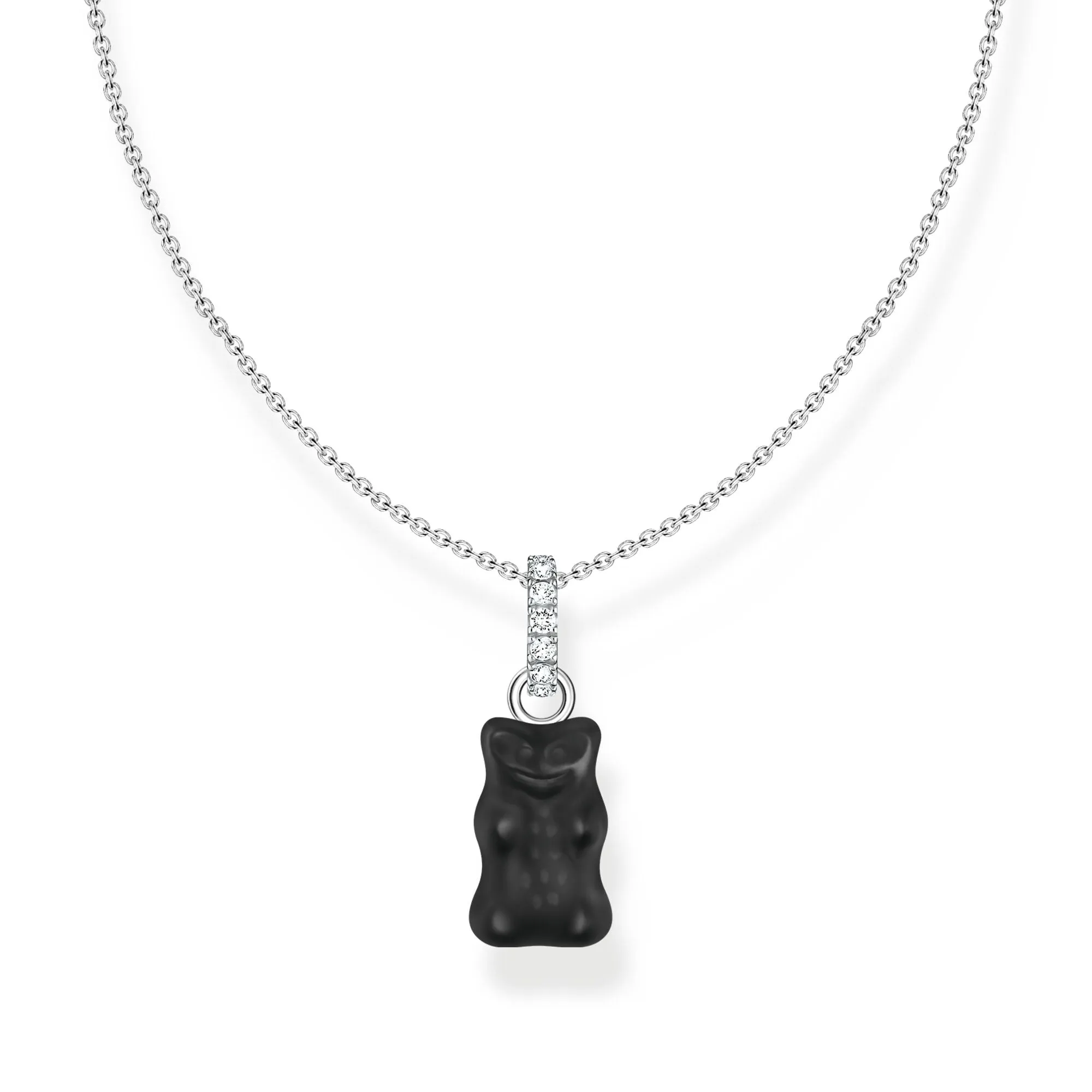 Thomas Sabo Womens Necklaces Necklace with black goldbear pendant and zirconia