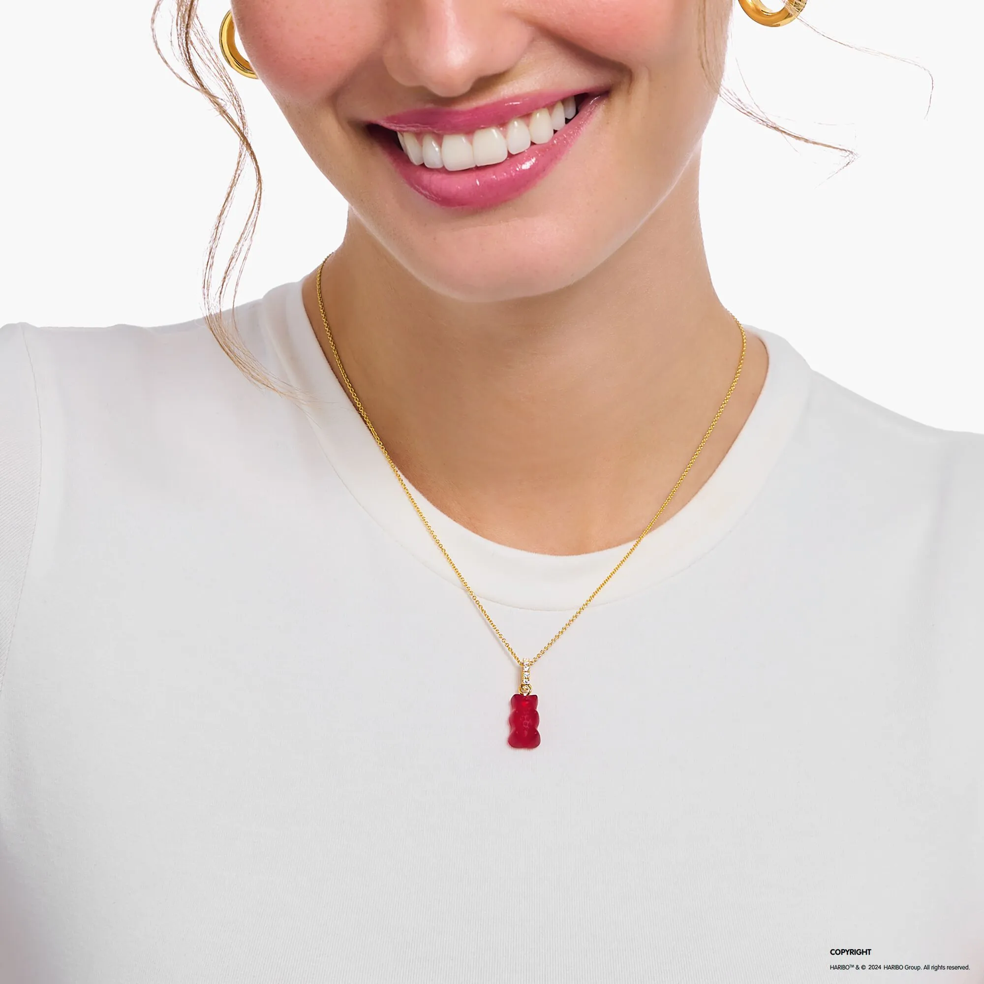 Thomas Sabo Womens Necklaces Necklace with red goldbears pendant and zirconia
