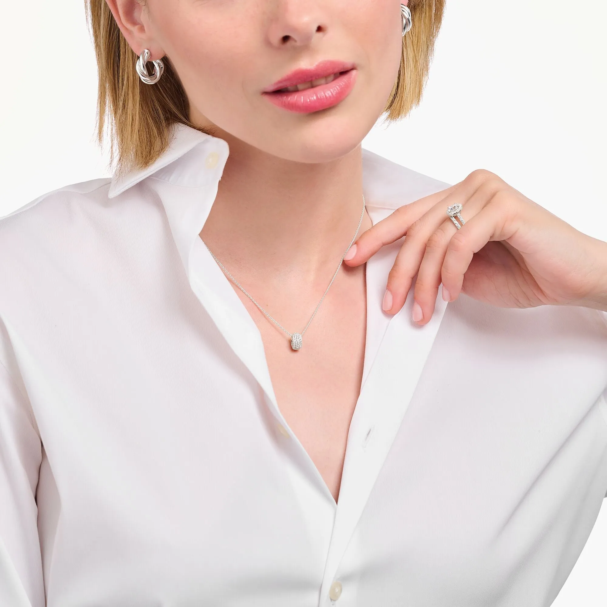 Thomas Sabo Womens Necklaces Necklace with ring pendant and white zirconia