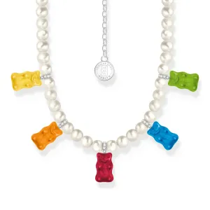 Thomas Sabo Womens Necklaces Pearl necklace with 5 colourful goldbears