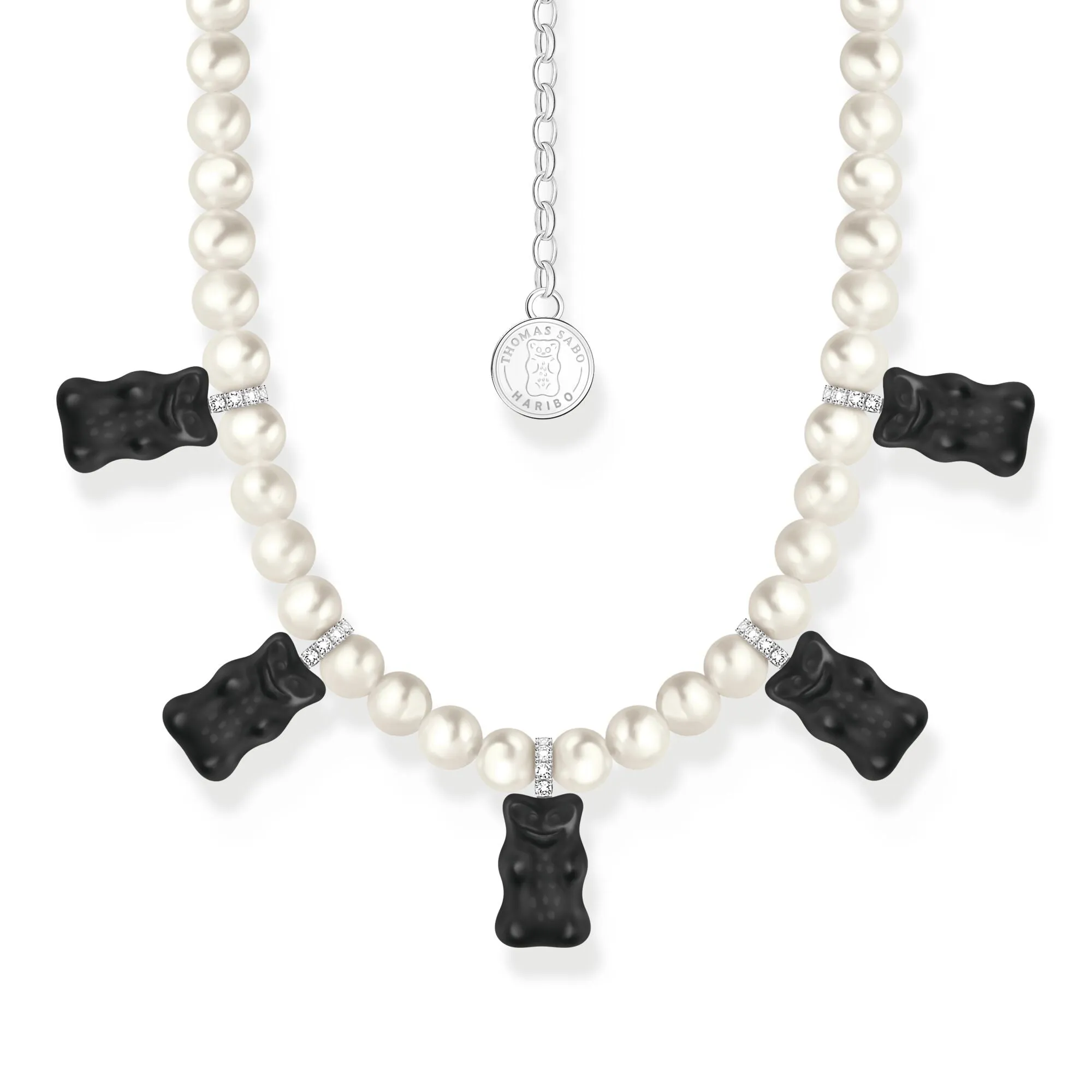 Thomas Sabo Womens Necklaces Pearl necklace with black goldbears