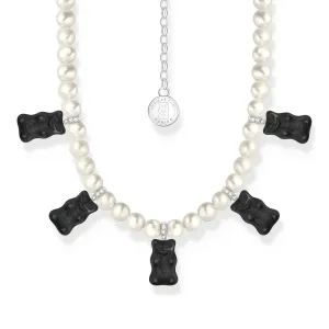 Thomas Sabo Womens Necklaces Pearl necklace with black goldbears