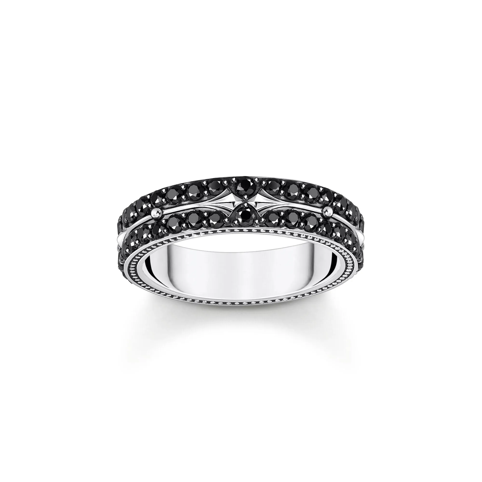 Thomas Sabo Womens Rings Decorated band ring with black zirconia