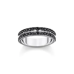 Thomas Sabo Womens Rings Decorated band ring with black zirconia