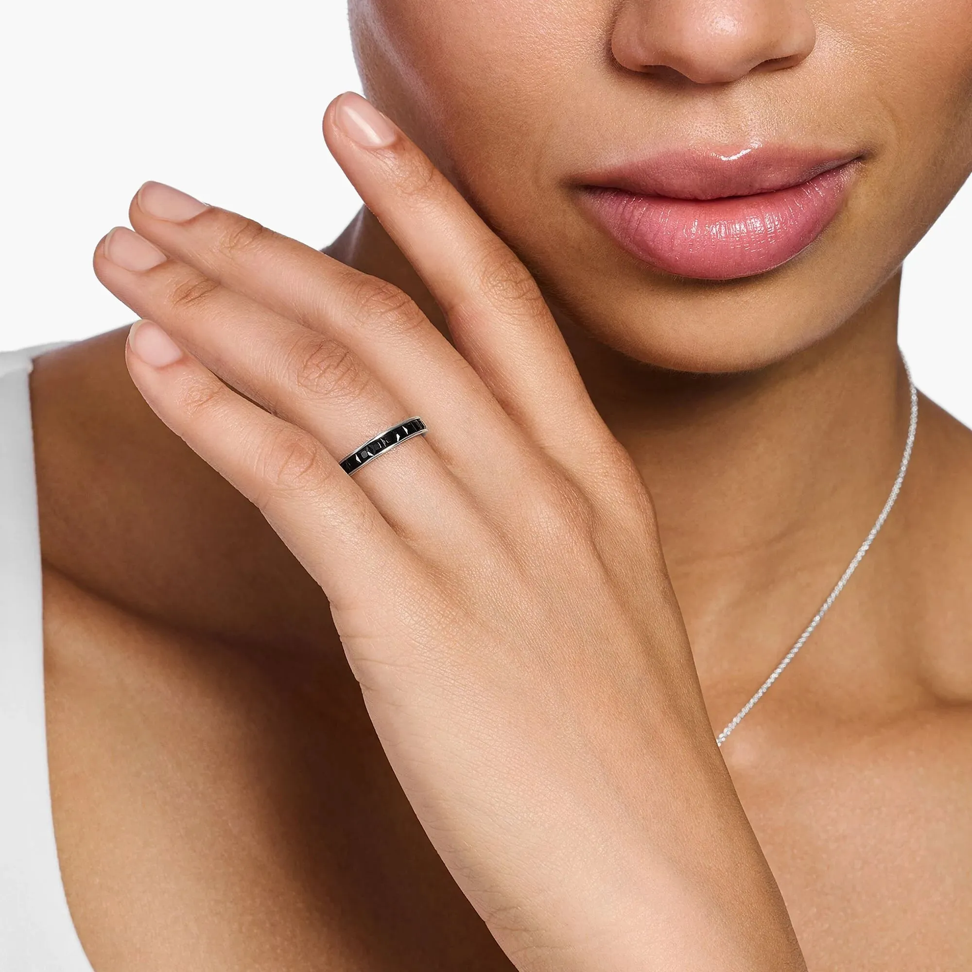 Thomas Sabo Womens Rings Heritage Black Stones Band Ring