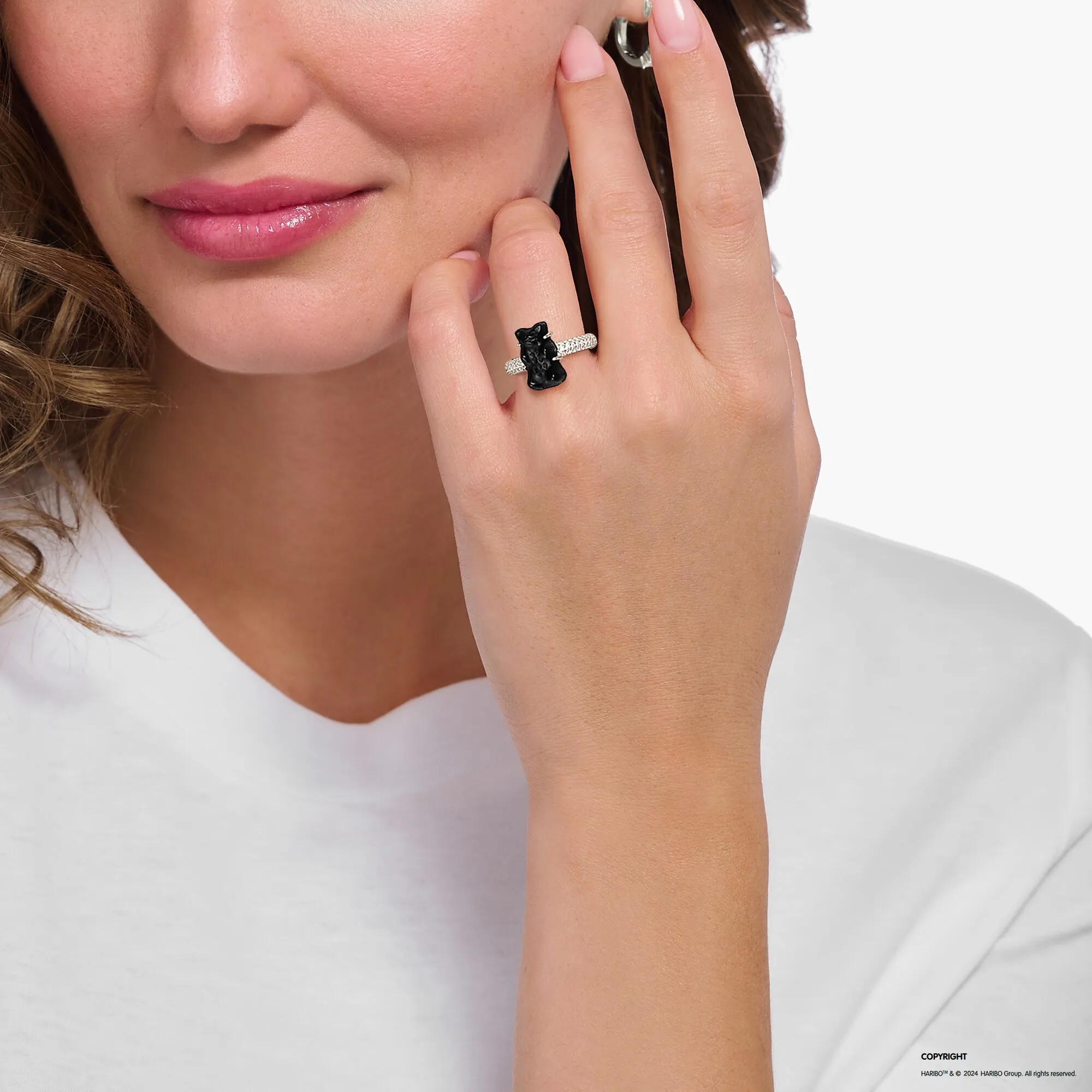 Thomas Sabo Womens Rings Ring with black Goldbear and zirconia