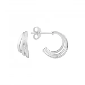 Triple Curve 11mm Stud Hoop Earrings 66856HP Dew Jewellery