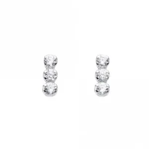 Triple Zirconia Stud Earrings 3371CZ Dew Jewellery