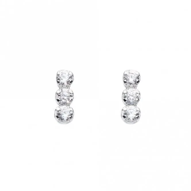 Triple Zirconia Stud Earrings 3371CZ Dew Jewellery