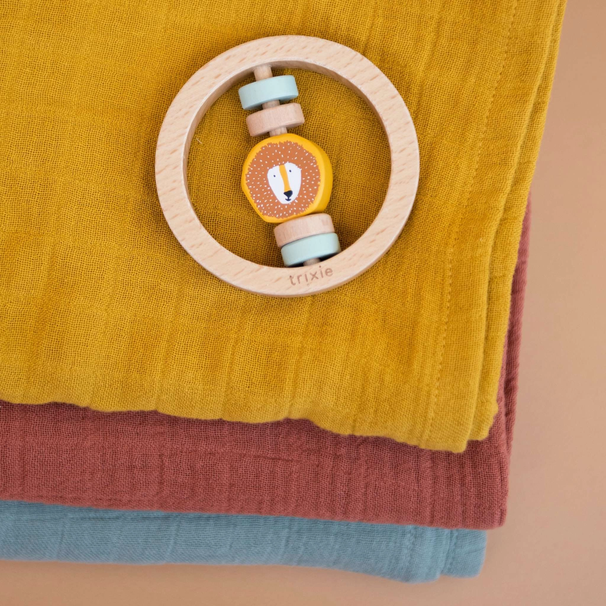 Trixie Wooden Round Rattle - Mr. Lion