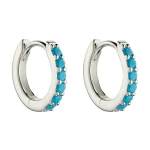 Turquoise Crystal Hoop Earrings E6050T Beginnings Jewellery