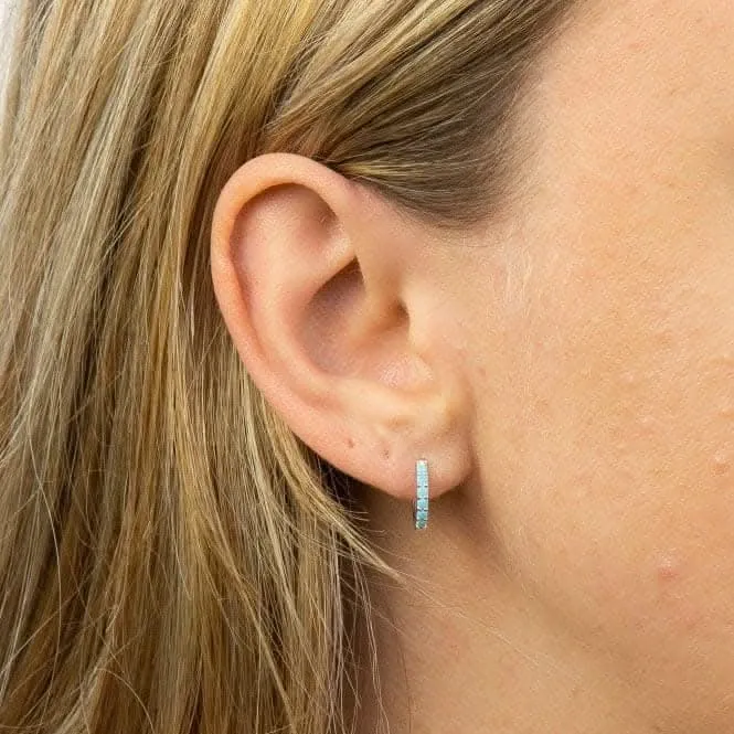 Turquoise Crystal Hoop Earrings E6050T Beginnings Jewellery