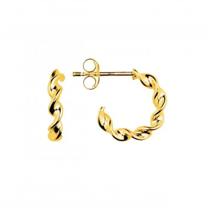 Twisted Gold Plated 13mm Stud Hoop Earrings 6455GD Dew Jewellery