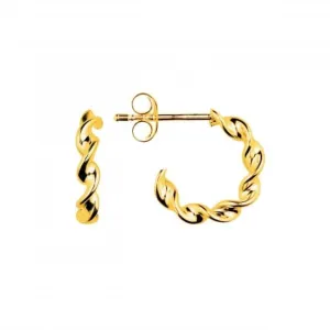 Twisted Gold Plated 13mm Stud Hoop Earrings 6455GD Dew Jewellery