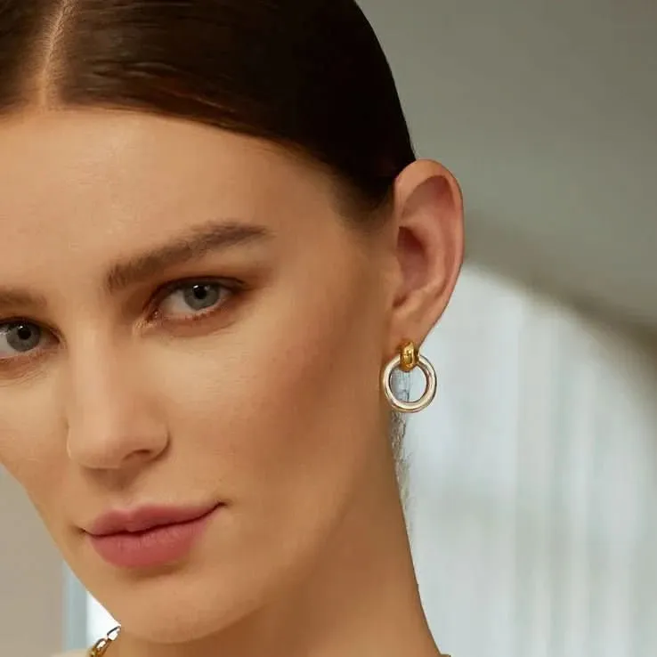 Two-Tone Hoop Earrings E062-10T Ania Haie Jewellery