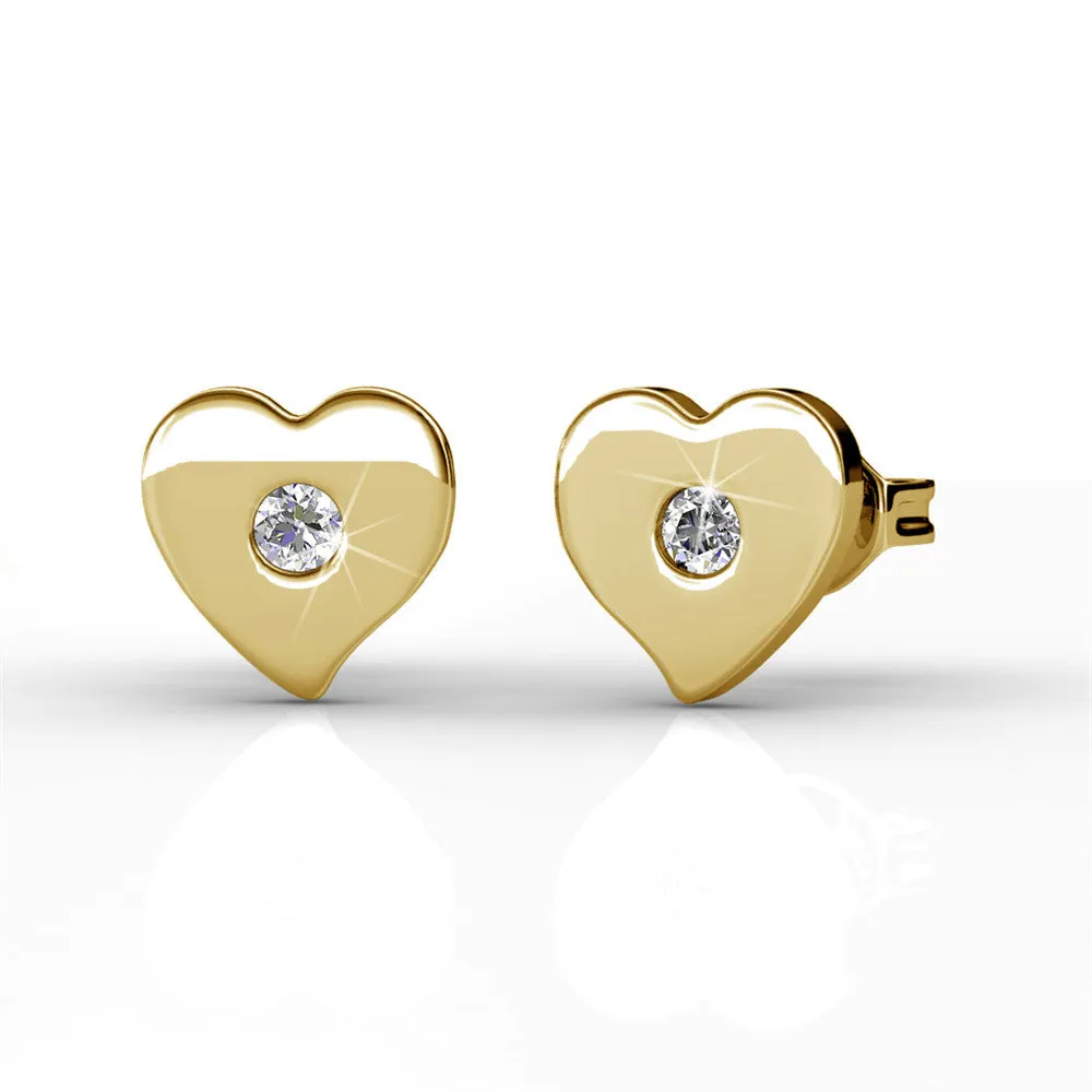 Vanessa 18k White Gold Plated Heart Stud Earrings with Swarovski Crystal