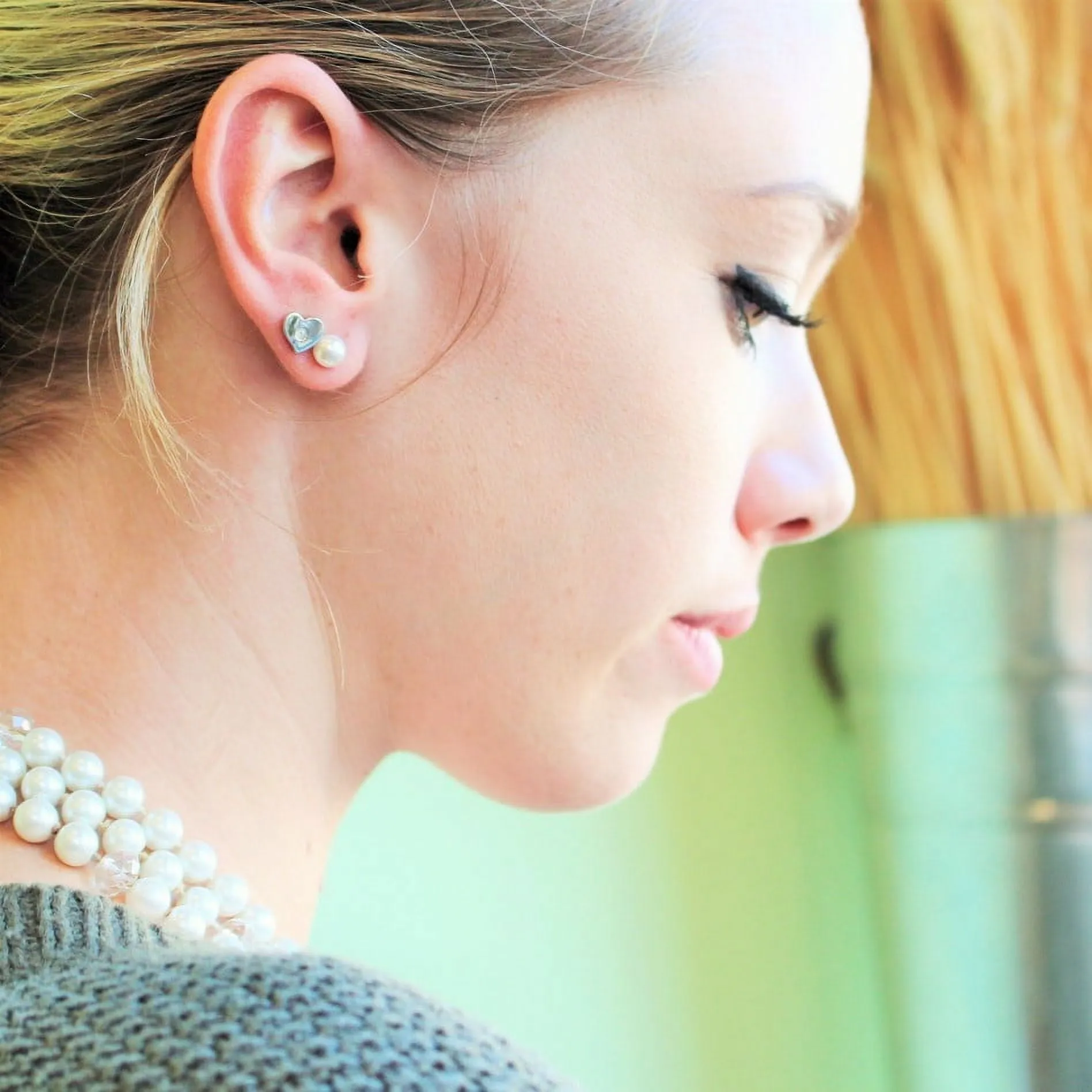Vanessa 18k White Gold Plated Heart Stud Earrings with Swarovski Crystal