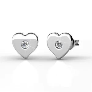 Vanessa 18k White Gold Plated Heart Stud Earrings with Swarovski Crystal