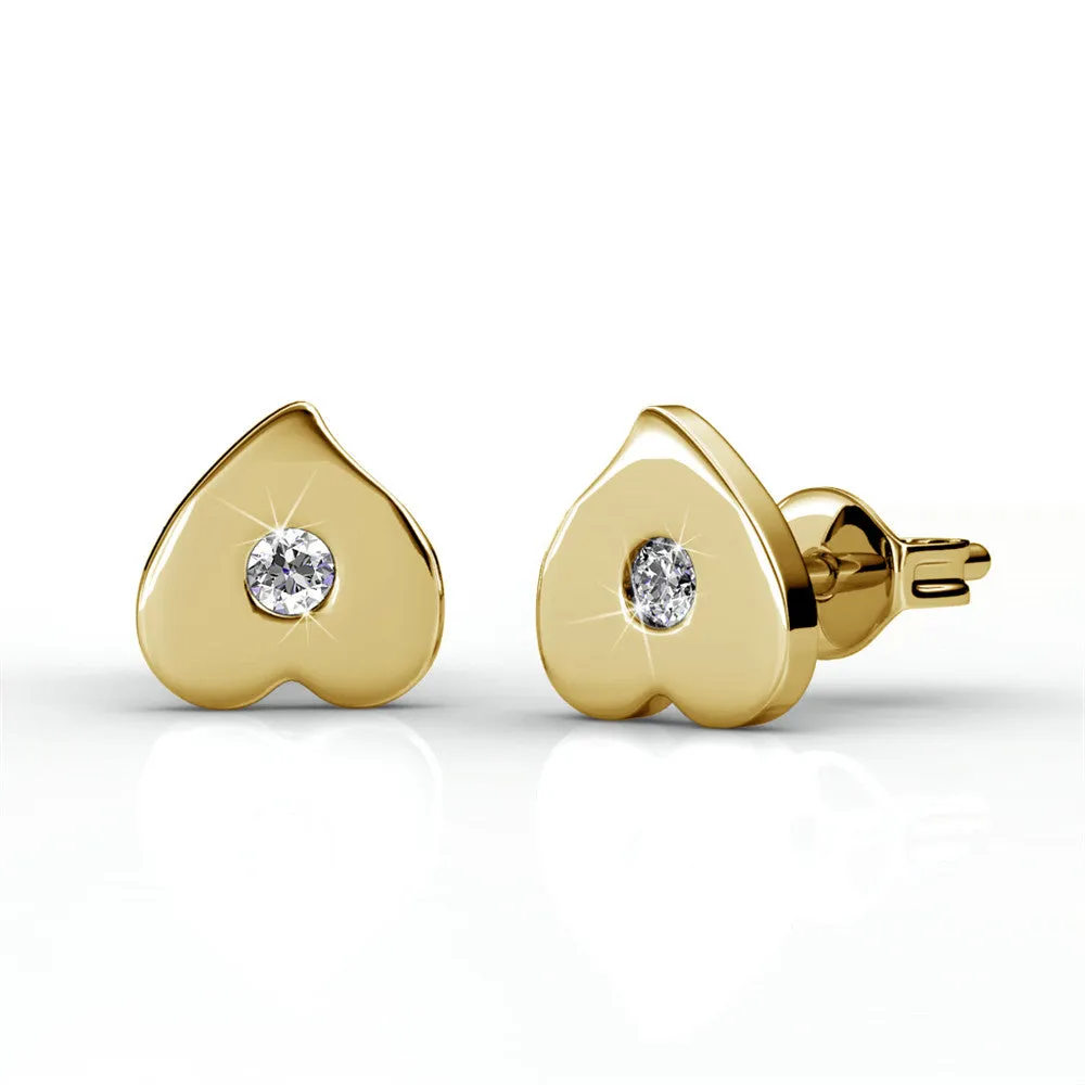 Vanessa 18k White Gold Plated Heart Stud Earrings with Swarovski Crystal