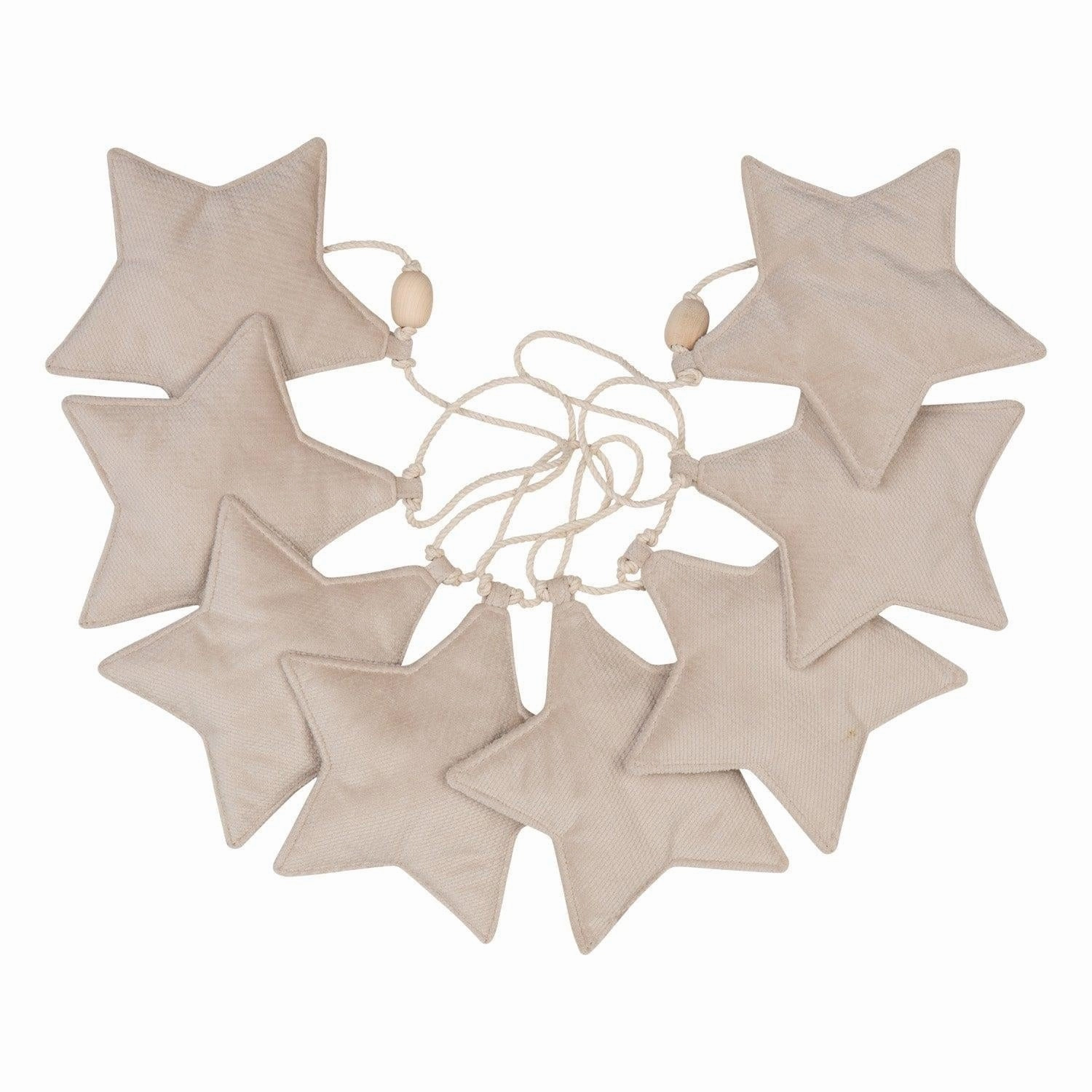 Velvet Cream Dust Garland with Stars
