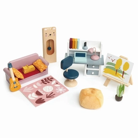 Wooden Dollhouse Study Furniture Set