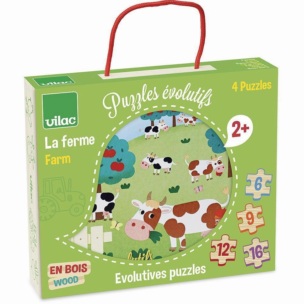 Wooden Farm Progressive Puzzles by Vilac